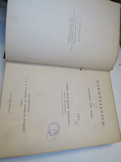 Darwinianism: Workmen and Work By James Hutchison Stirling 1894 book image 4