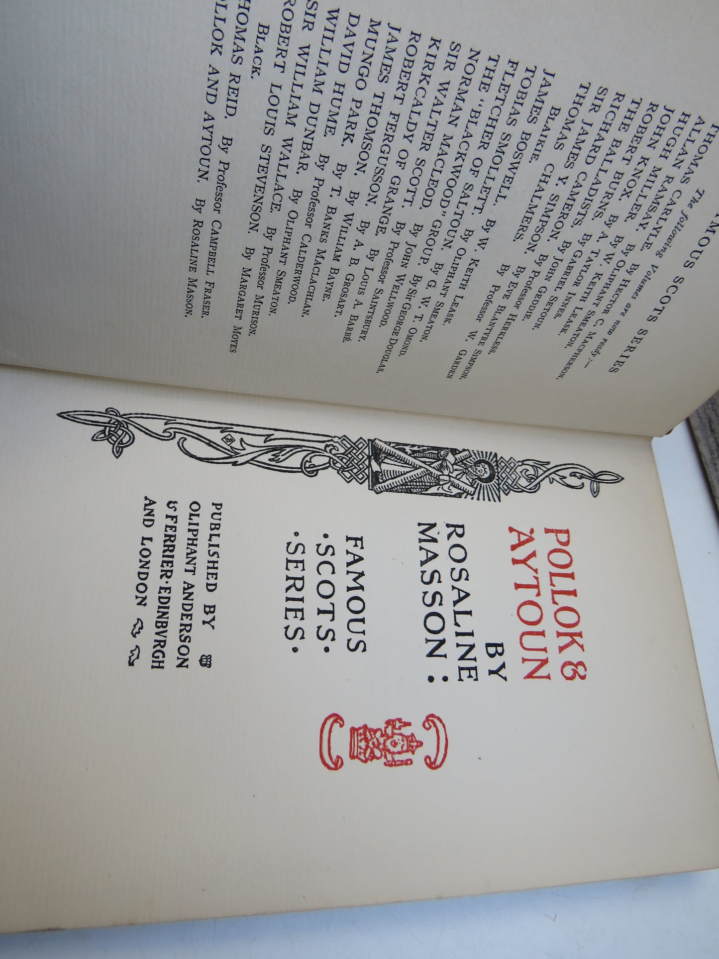 Pollok & Aytoun By Rosaline Masson : Famous Scots Series