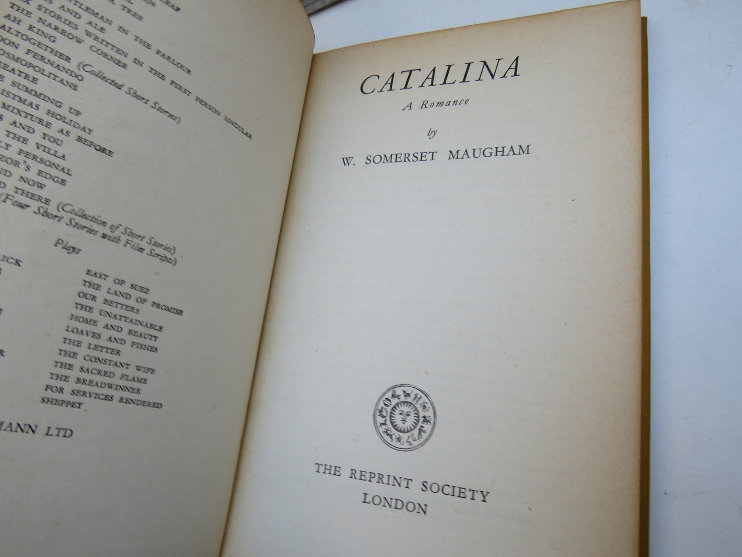 Catalina A Romance By W. Somerset Maugham 1949