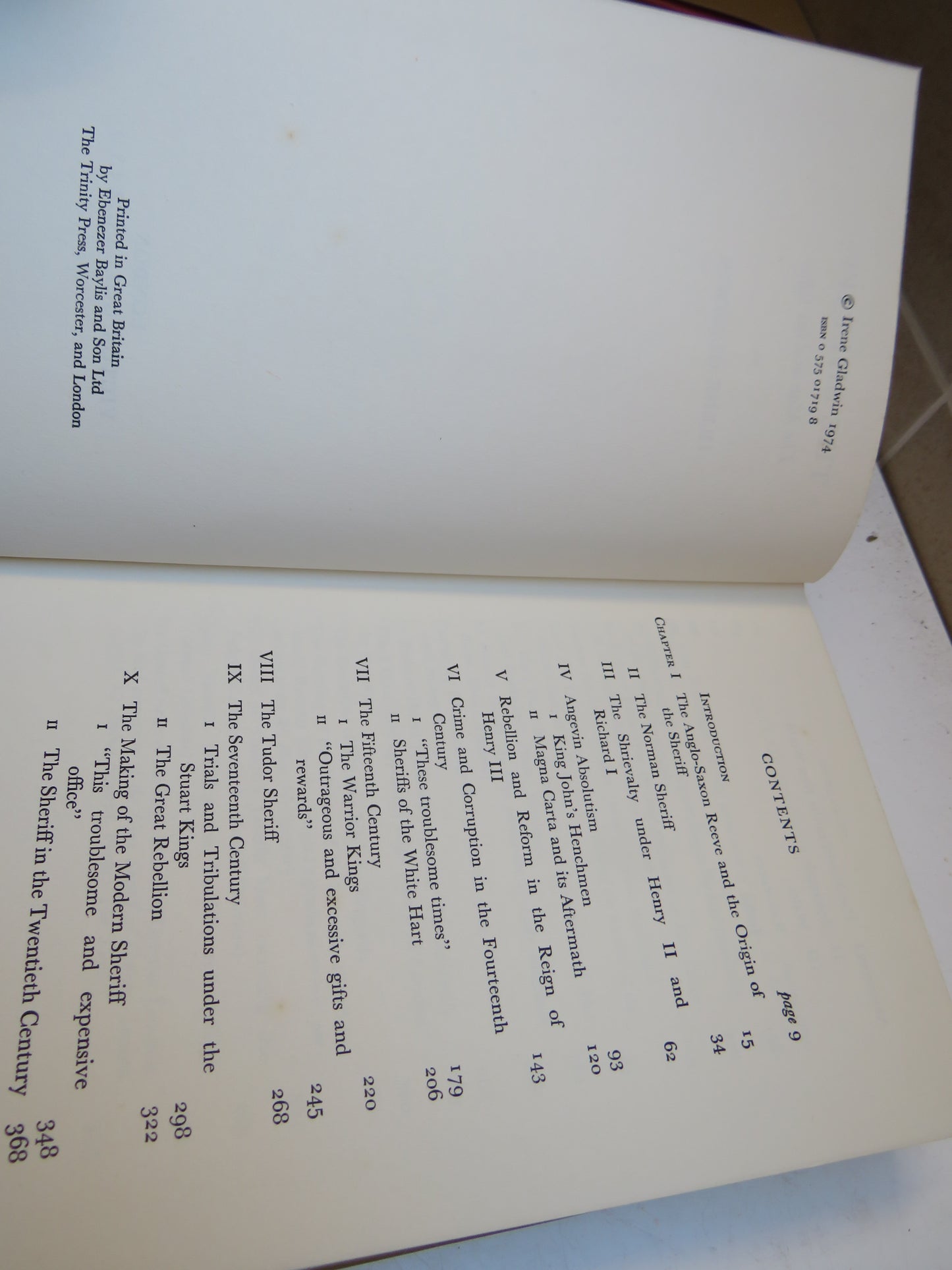 The Sheriff: The Man and His Office By Irene Gladwin 1974 1st Edition