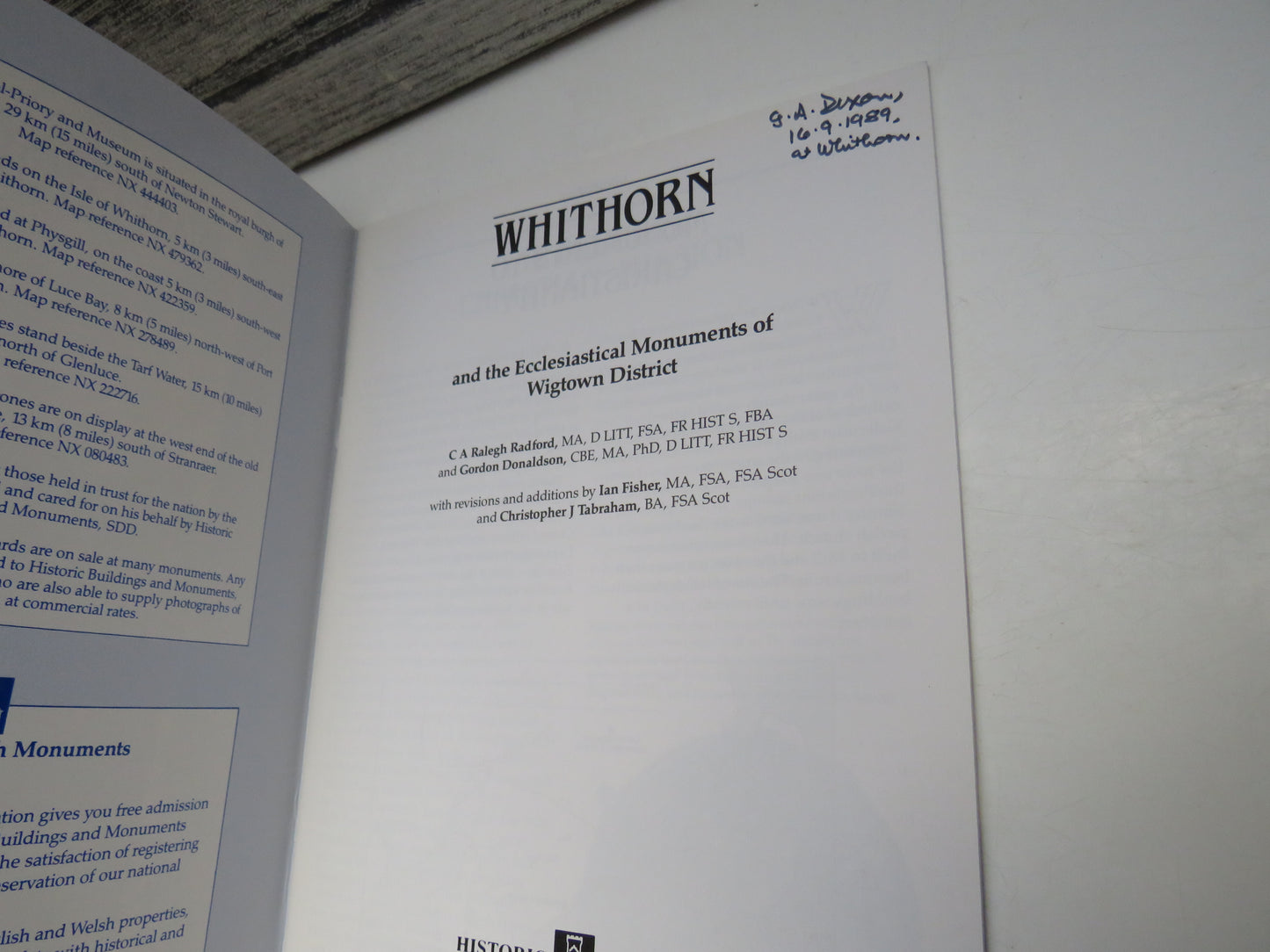 Whithorn and The Ecclesiastical Monuments of Wigtown District By C A Ralegh Radford and Gordon Donaldson
