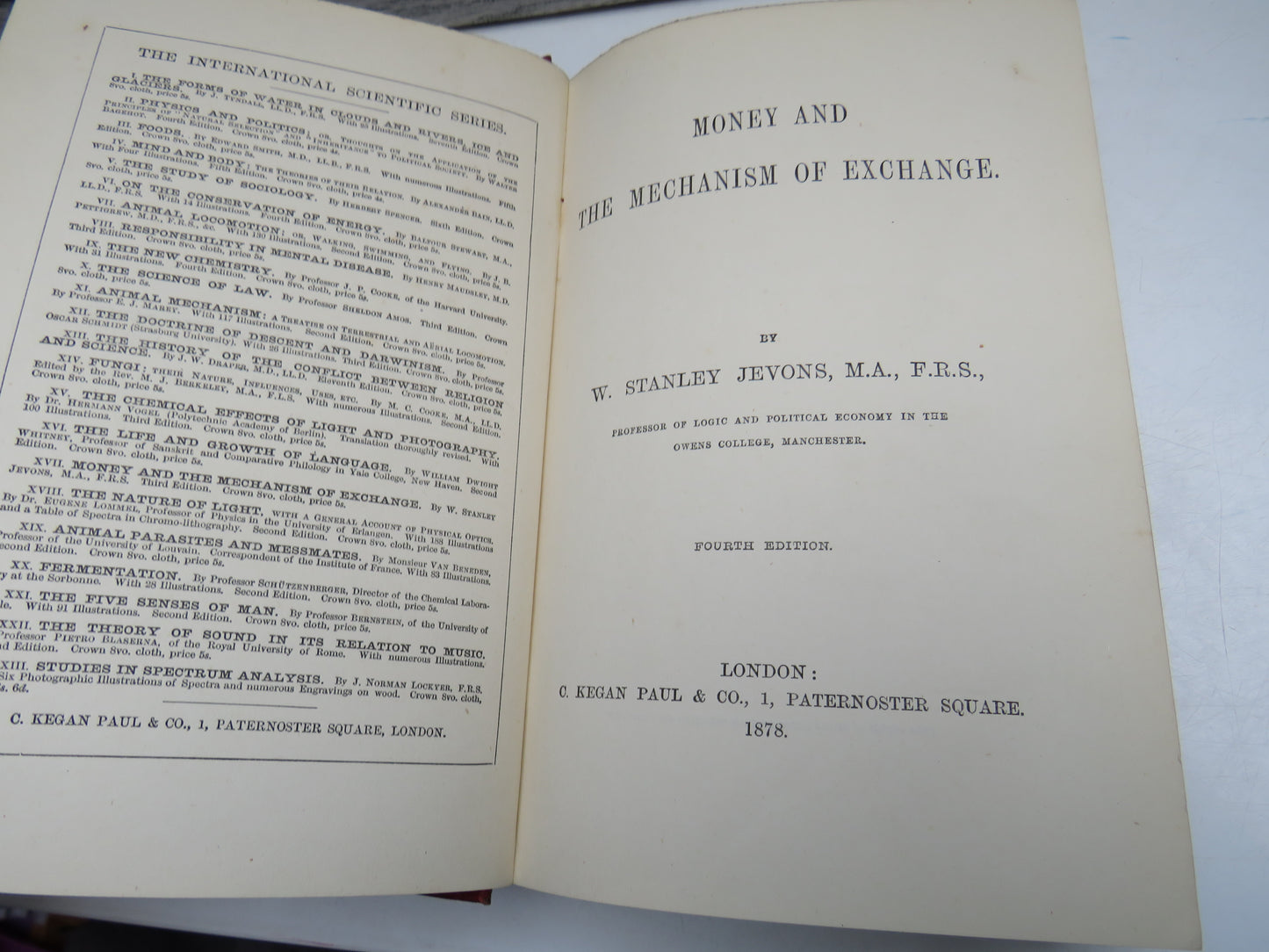 Money and Mechanism of Exchange By W. Stanley Jevons 1878