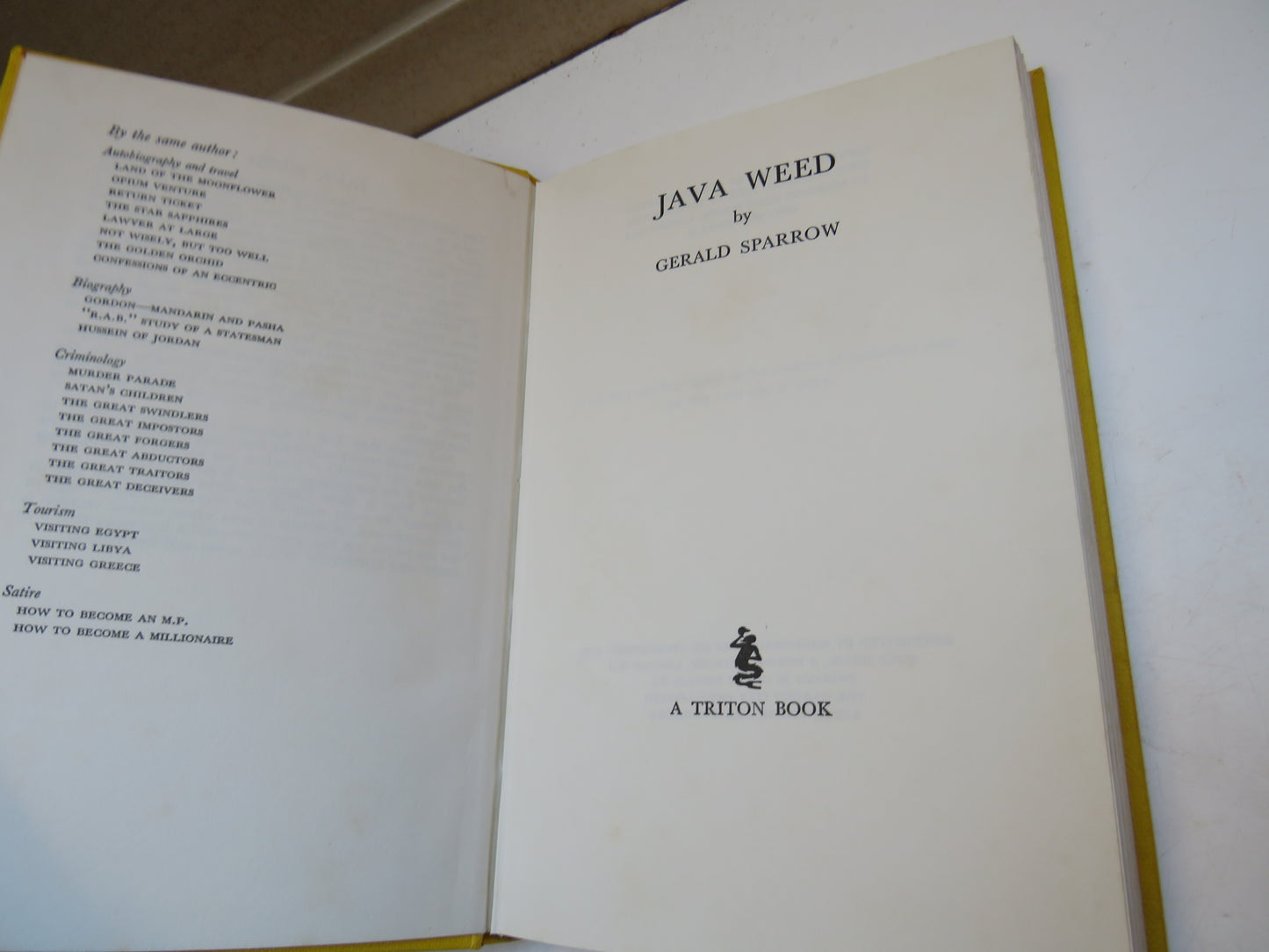 Java Weed By Gerald Sparrow 1968 1st Edition