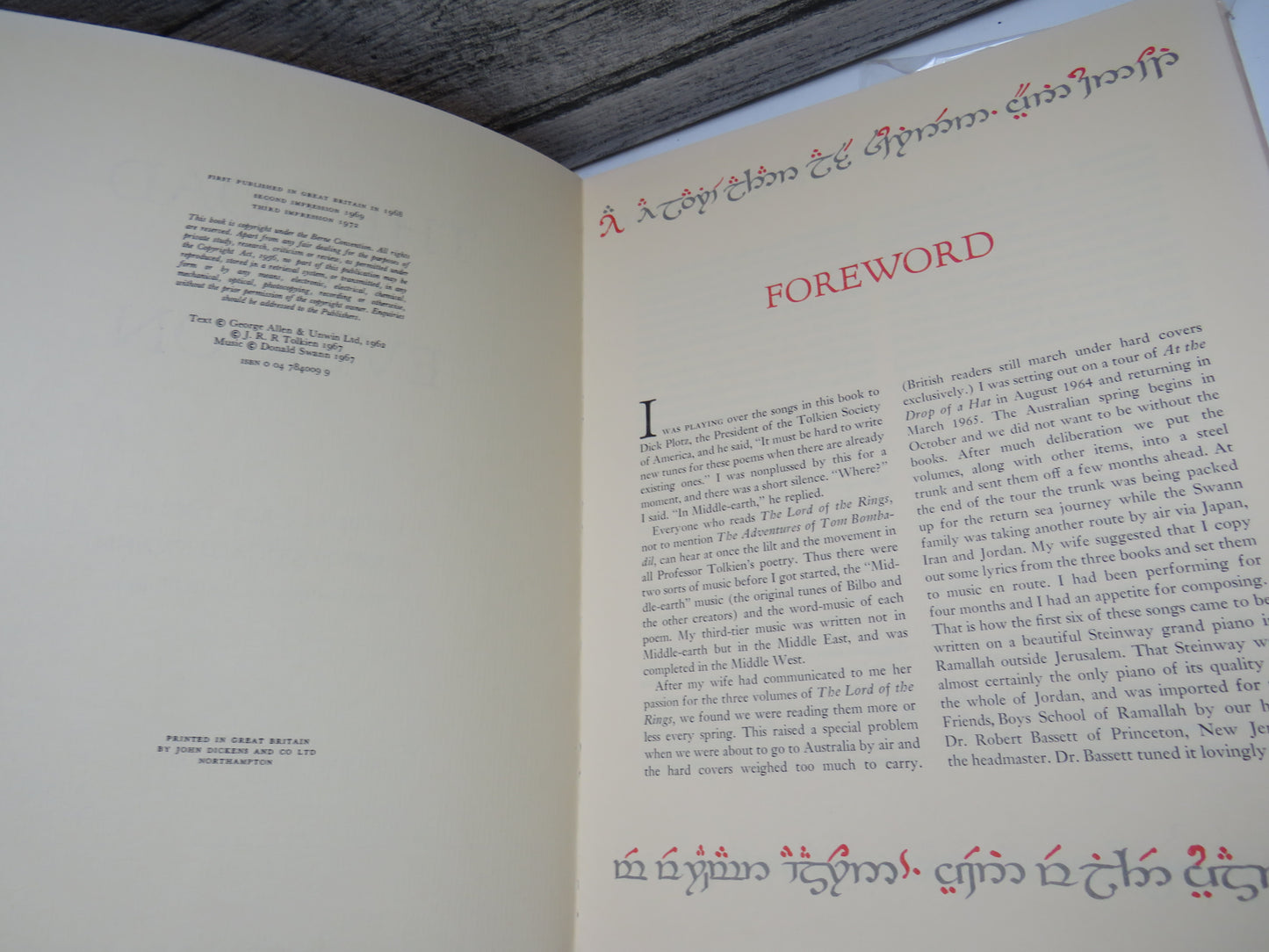 The Road Goes Ever On, A Song Cycle, Poems by J.R.R. Tolkien, Music by Donald Swann, 1972