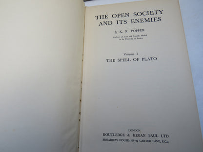 The Open Society and Its Enemies By K. R. Popper Vol I The Spell of Plato 1949