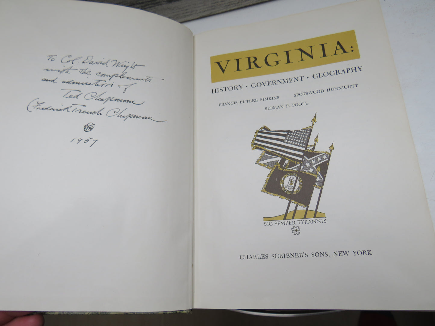 Virginia: History, Government, Geography By Francis Butler Simkins, Spotswood Hunnicutt, Sidman P. Poole 1957