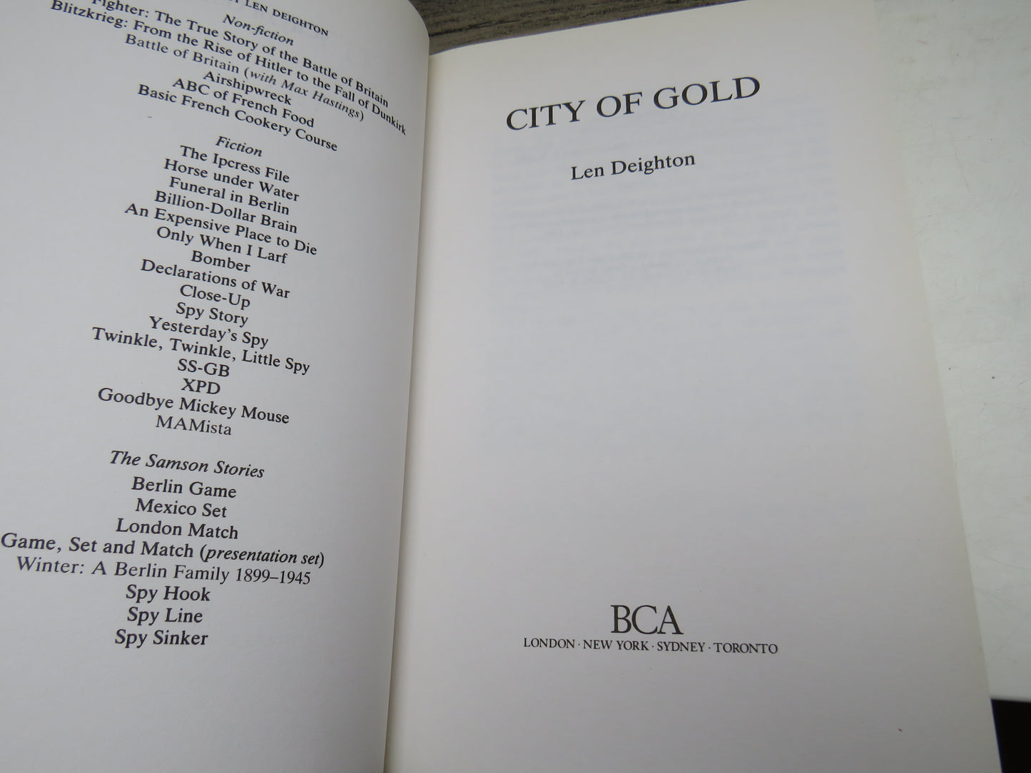 City of Gold By Len Deighton 1992