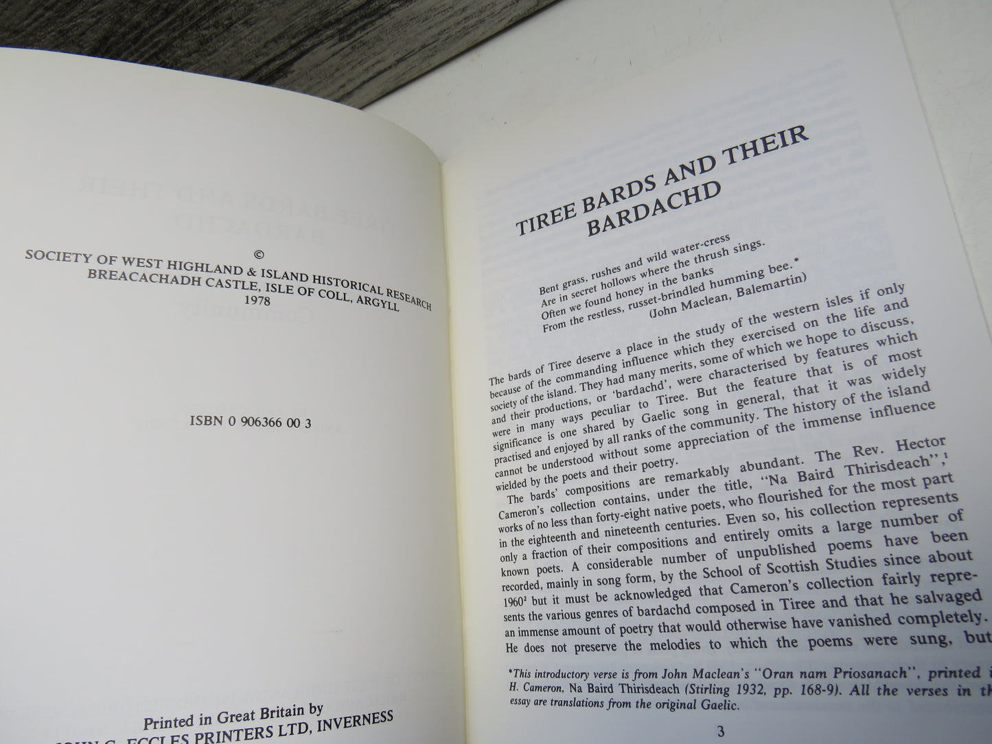 Tiree Bards and Their Bardachd The Poets In A Hebridean Community By Eric Cregeen and Donald W. Mackenzie 1978
