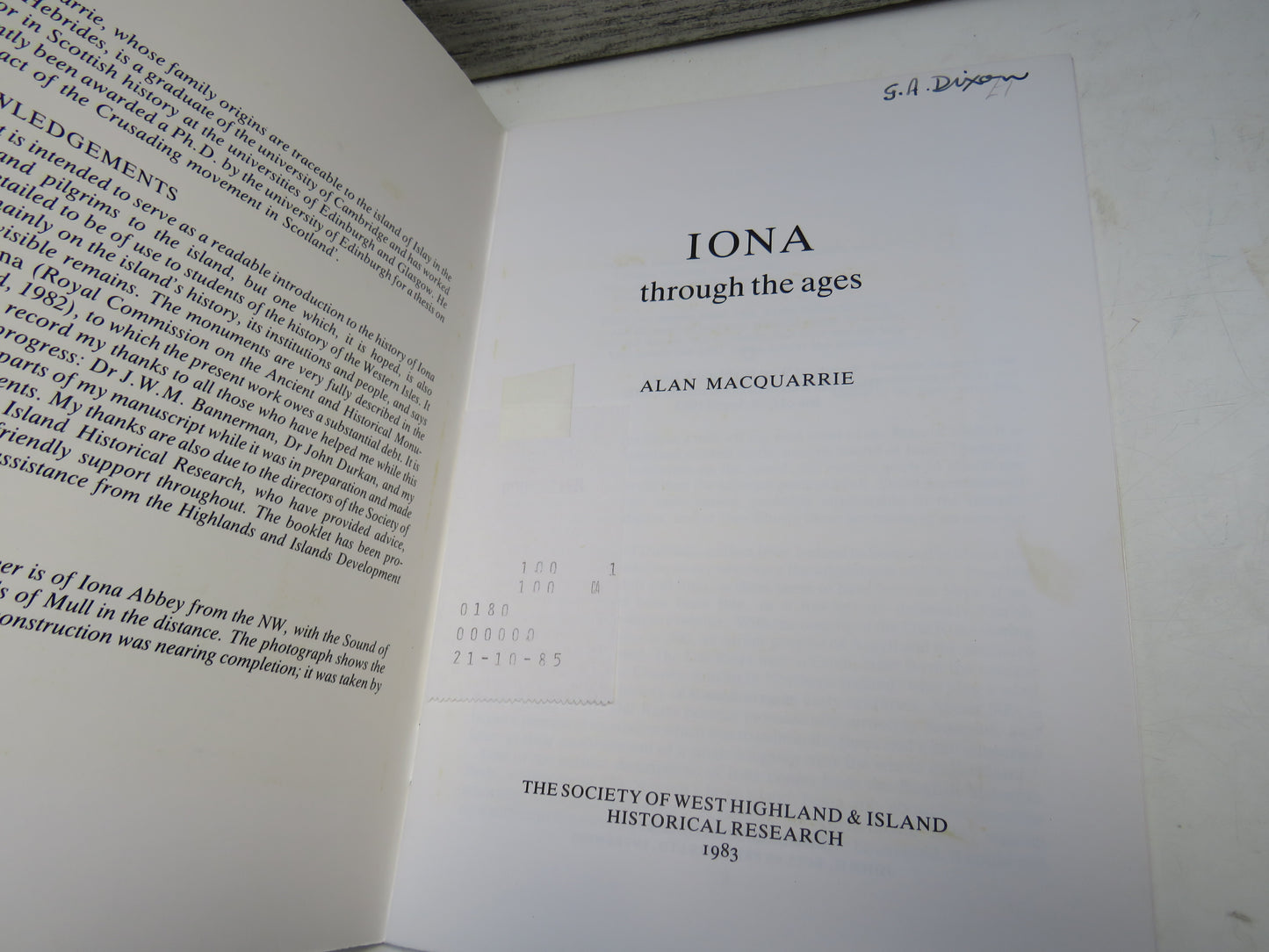 Iona Through The Ages By Alan MacQuarrie 1983