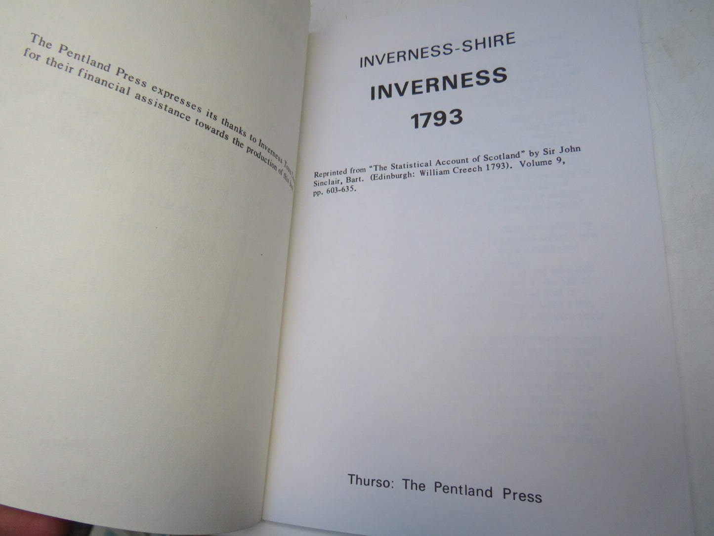Inverness-Shire Inverness 1793 A Reprint From The First Statistical Account of Scotland