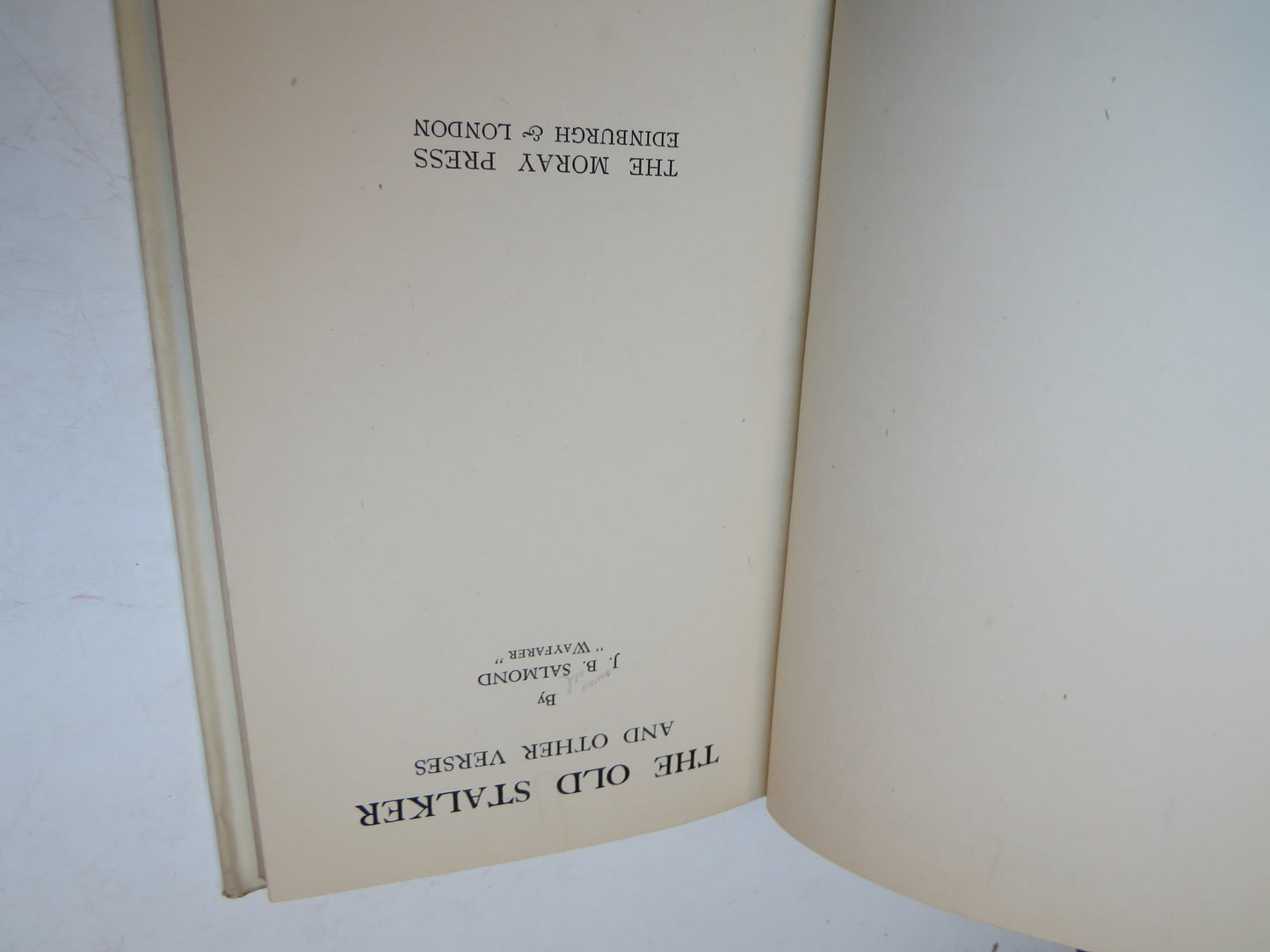 The Old Stalker and Other Verses By J. B. Salmond 1936 1st Edition