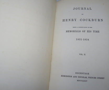 Journal of Henry Cockburn Memorials of His Time 1831-1854 Vol I & II 1874 book image 7
