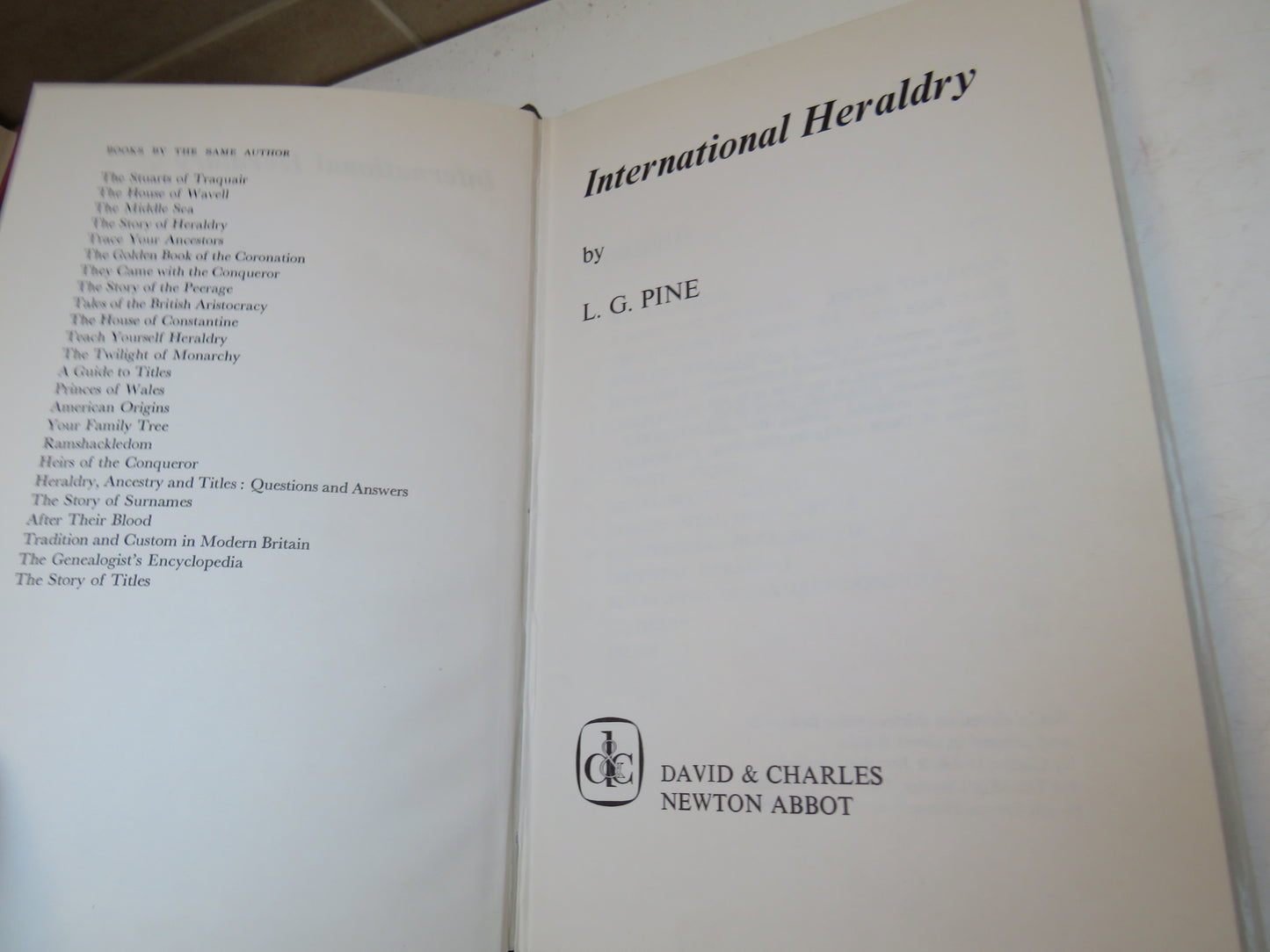 International Heraldry By L. G. Pine 1970