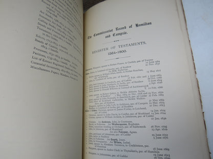 The Commissariot Record of Hamilton and Campsie Register of Testaments 1564-1800