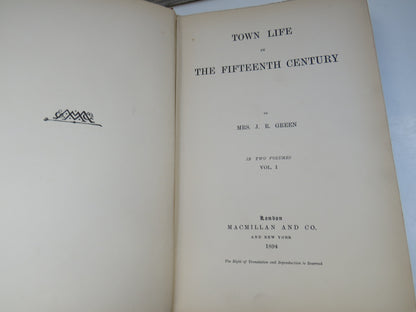 Town Life In The Fifteenth Century By Mrs J.R. Green 1894 book image 4