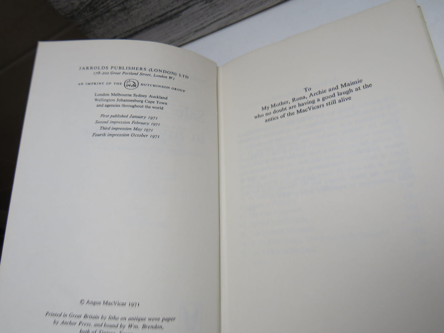 Salt In My Porridge Confessions of a Minister's Son By Angus MacVicar 1971