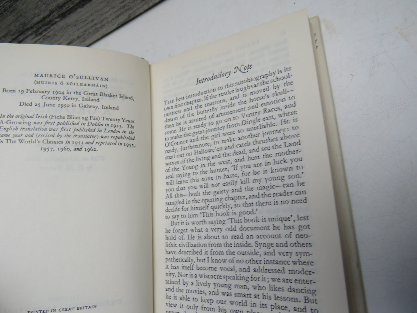 Twenty Years A-Growing By Maurice O'Sullivan 1962