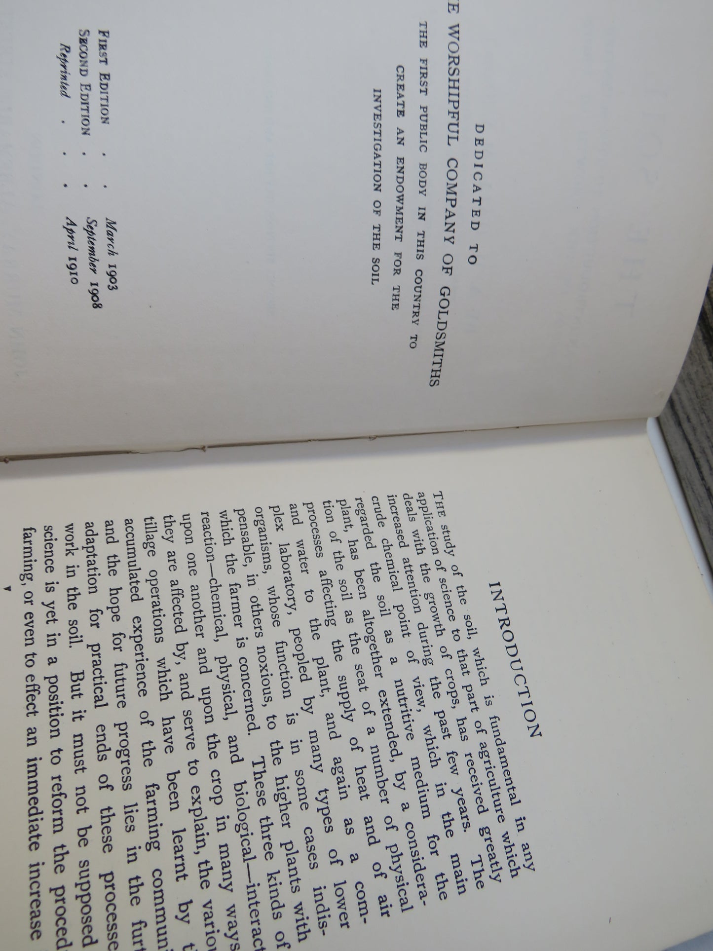 The Soil An Introduction To The Scientific Study of the Growth of Crops By A.D. Hall 1910
