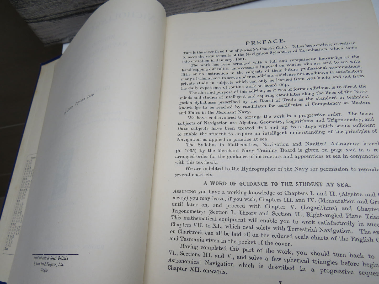 Nicholls's Concise Guide To The Ministry of Transport Navigation Examinations All Grades Volume I By Charles H. Brown 1949