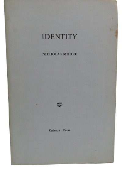 Identity By Nicholas Moore 1969 Poetry Book book front cover