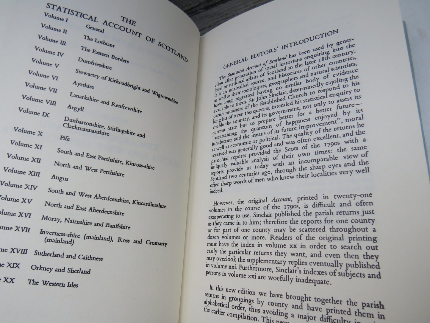 The Statistical Account of Scotland 1791 -1799 Edited By Sir John Sinclair 1982