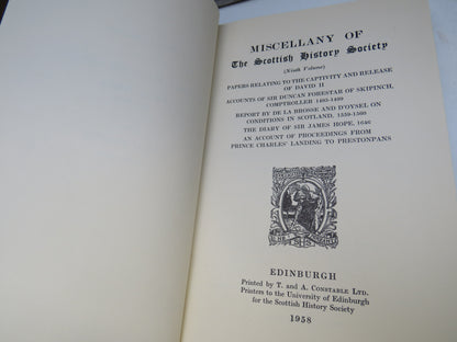 Miscellany of the Scottish History Society 9th Volume 1958