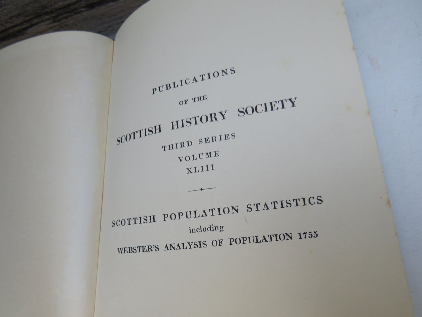 Scottish Population Statistics Including Webster's Analysis of Population 1755