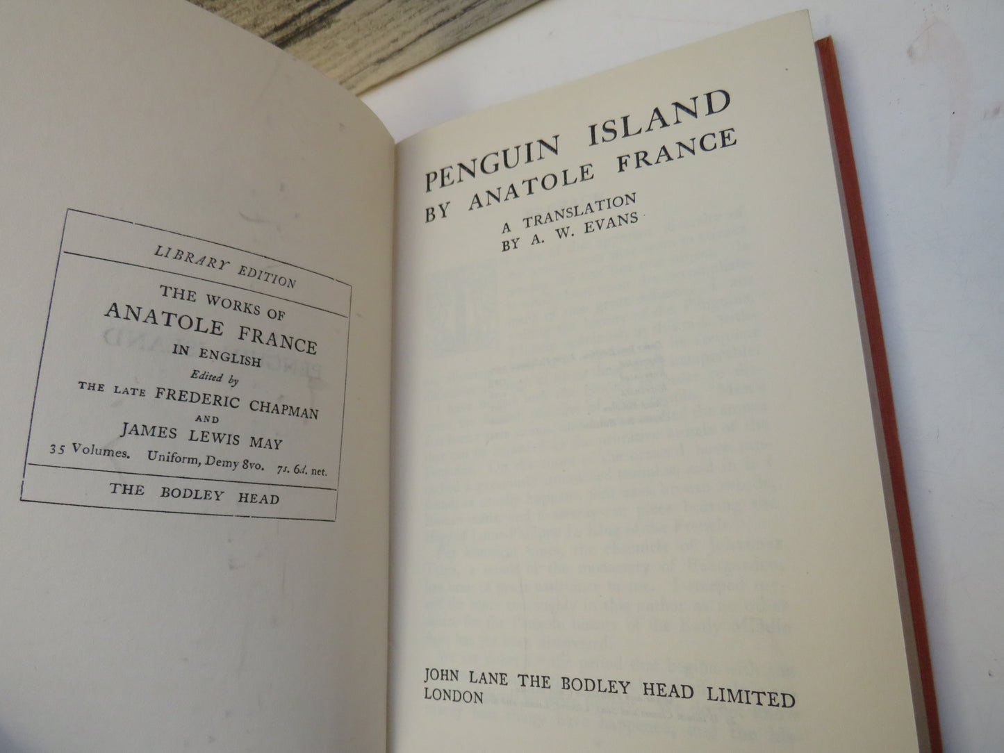 Penguin Island By Anatole France A Translation By A. W. Evans 1924