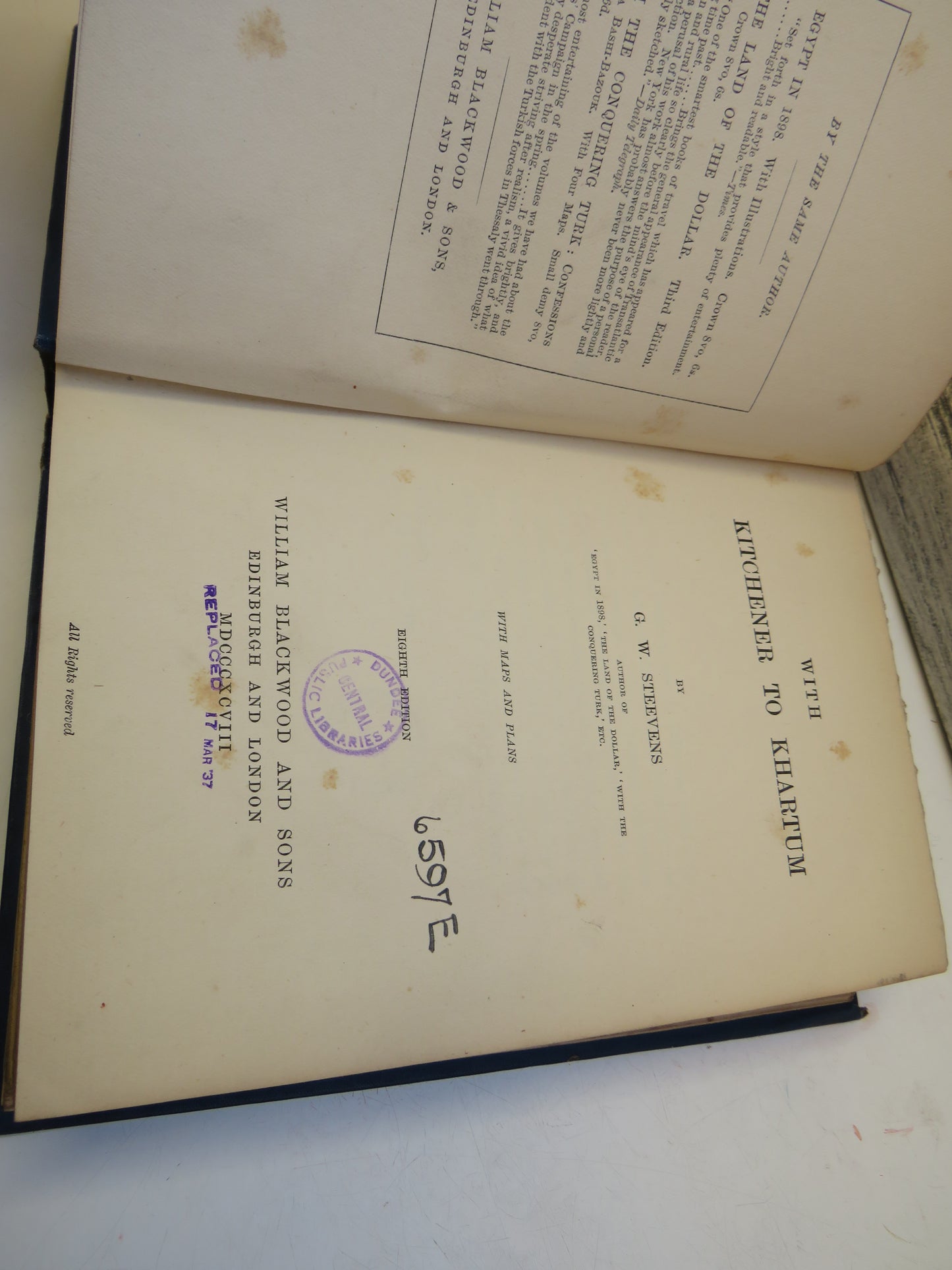 With Kitchener To Khartum By G. W. Steevens 1898