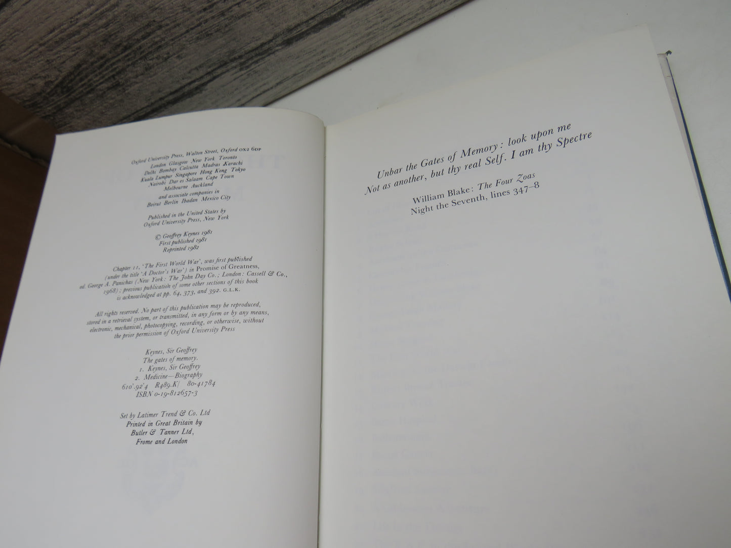 The Gates of Memory By Geoffrey Keynes Kt. 1982 (Vintage Biography) book 4
