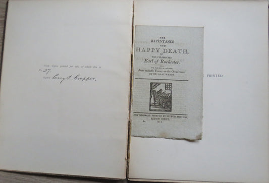 The Repentance and Happy Death of The Celebrated Earl of Rochester 1814 - The Nottingham Printed Chap-Books Limited Edition
