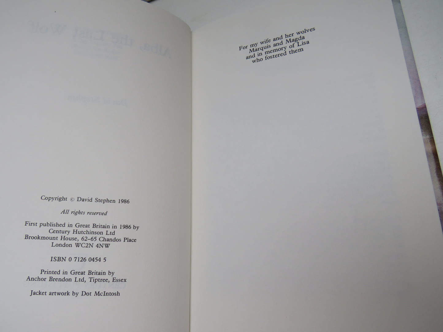 Alba, The Last Wolf By David Stephen 1986