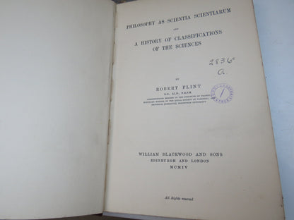 Philosophy As Scientia Scientiarum and A History of Classifications of the Sciences By Robert Flint  book image 5