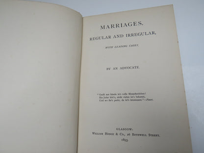Marriages, Regular and Irregular, With Leading Cases By An Advocate 1893 book image 3