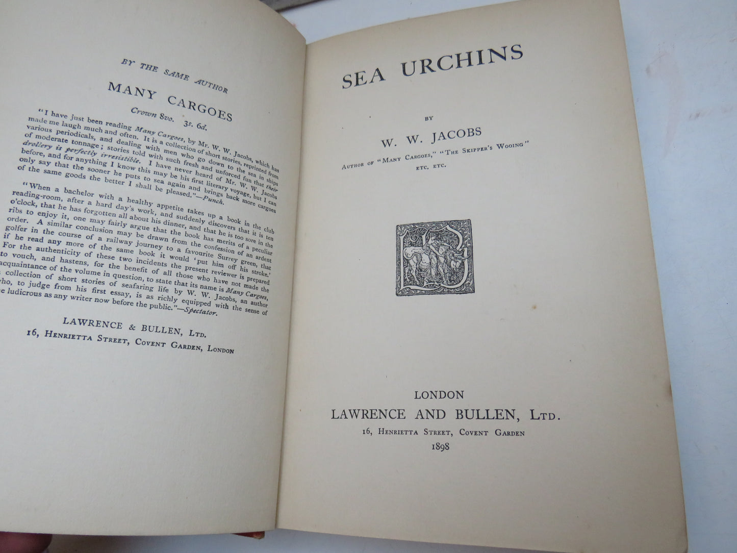 Sea Urchins By W. W. Jacobs 1898 1st Edition