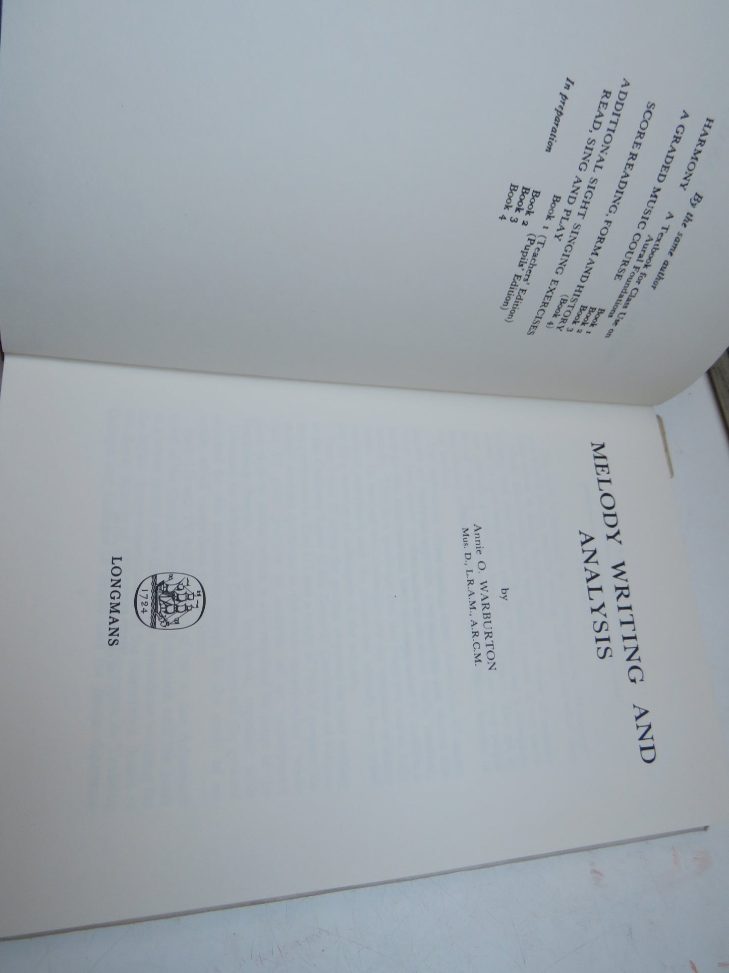 Melody Writing and Analysis By Annie O. Warburton 1965