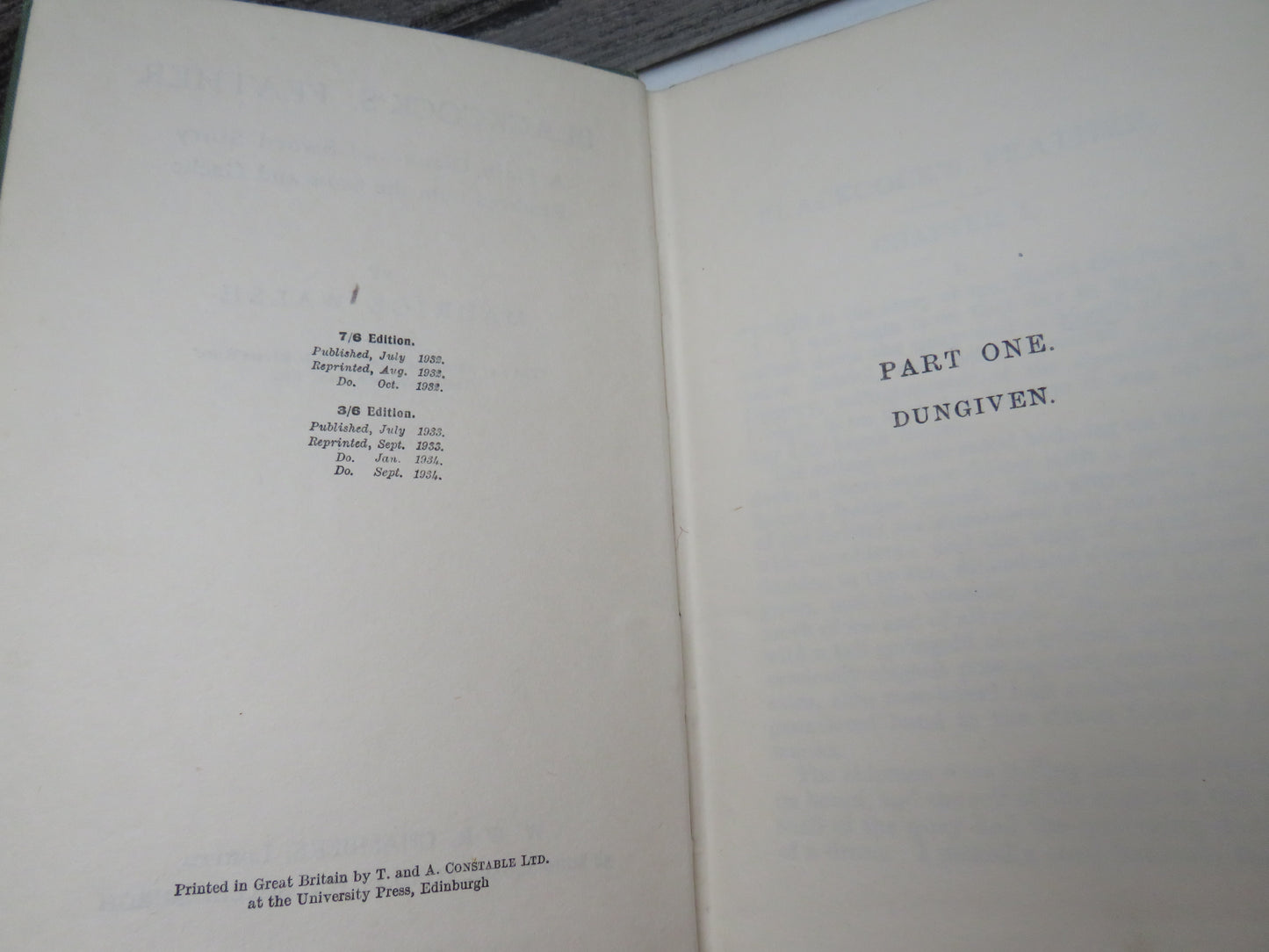 Blackcock's Feather A Plain Cloak-and-Sword Story Rendered From The Scots and Gaelic By Maurice Walsh 1934