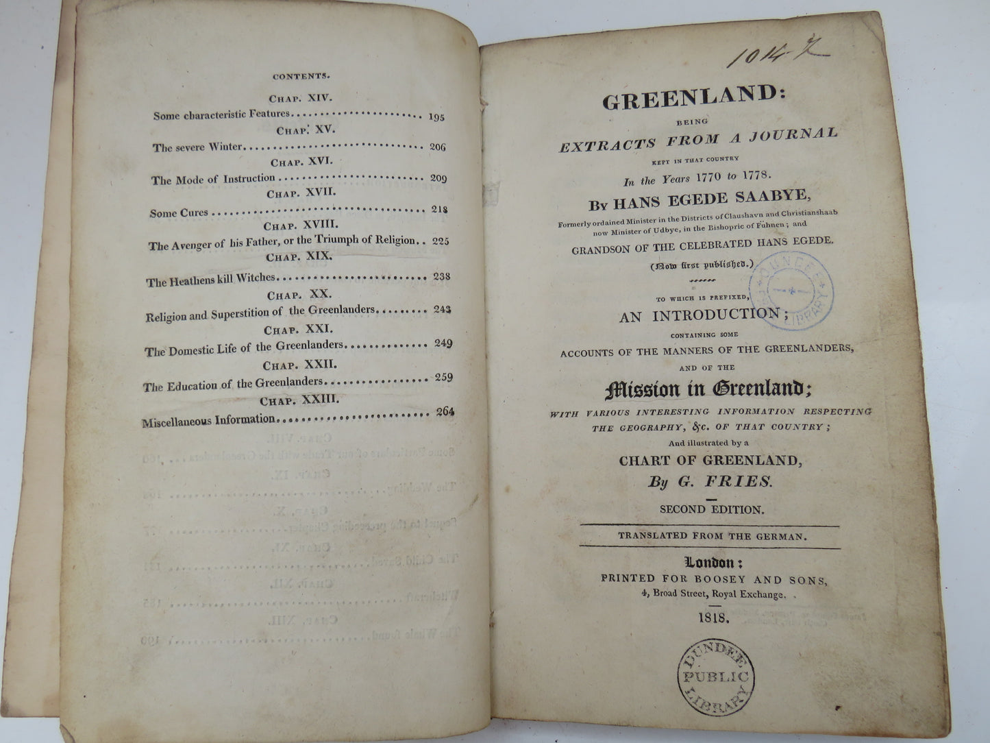 Greenland:  Being From Extracts From A Journal Kept In That Country In The Years 1770 to 1778 by Hans Egede Saabye, 1818