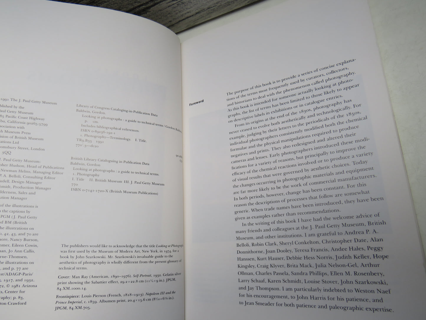 Looking At Photographs, A Guide to Technical Terms by Gordon Baldwin, 1991