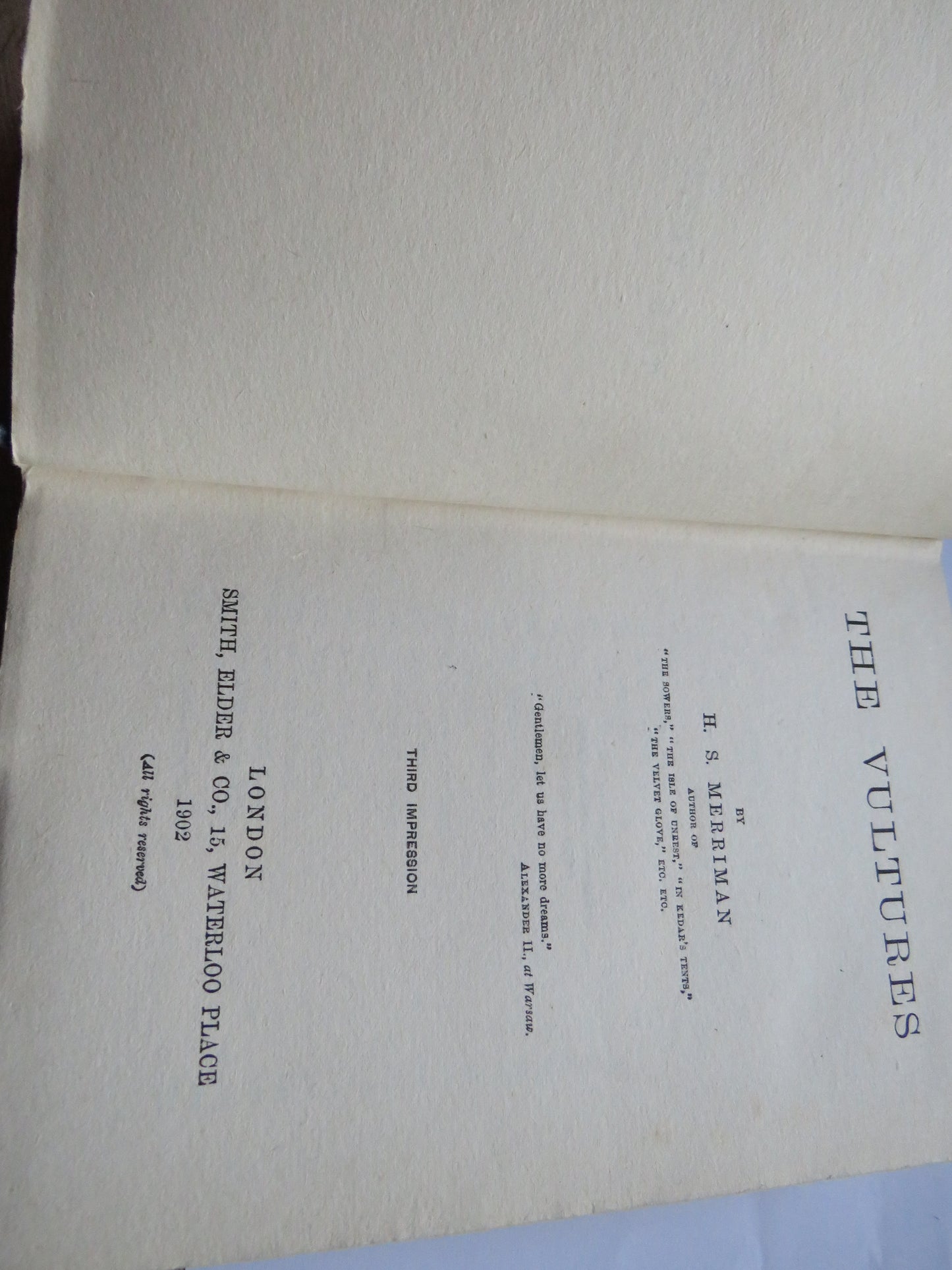 The Vultures By H.S. Merriman 1902