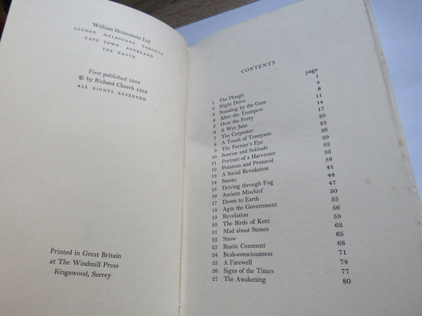 A Country Window A Round of Essays By Richard Church 1958 1st Edition