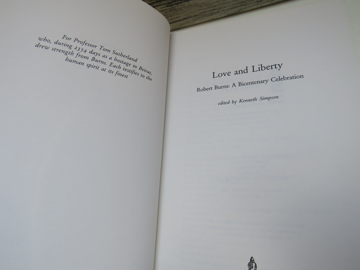 Love and Liberty Robert Burns: A Bicentenary Celebration Edited By Kenneth Simpson 1997