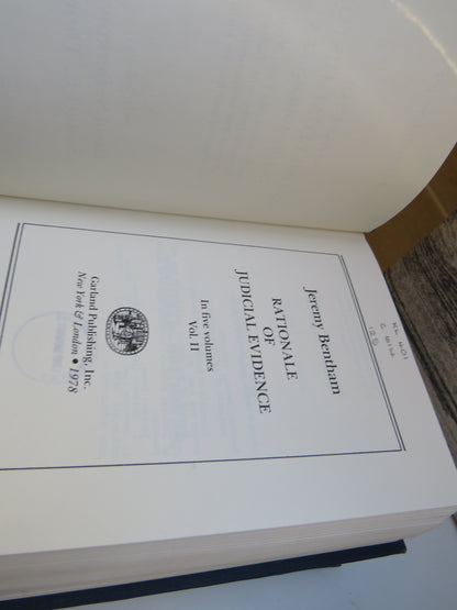 Jeremy Bentham Rationale of Judicial Evidence Vol I-III 1978