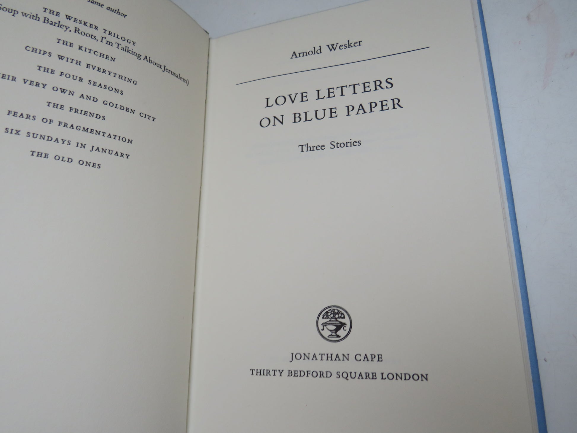 Love Letters On Blue Paper Three Stories By Arnold Wesker 1974 book image 4