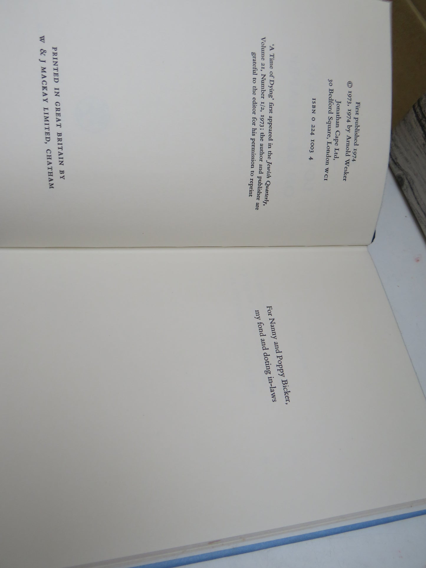 Love Letters On Blue Paper Three Stories By Arnold Wesker 1974 book image 5