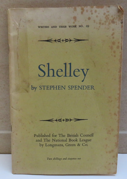 Shelley By Stephen Spender 1960 book image 2