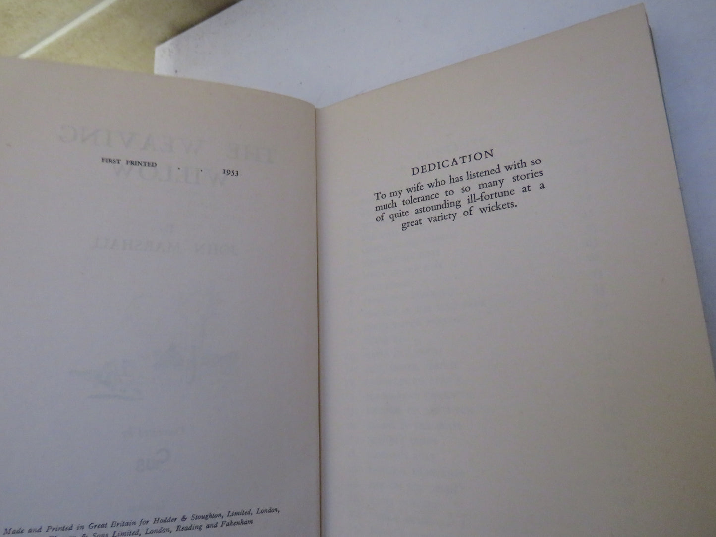 The Weaving Willow By John Marshall 1953 1st Edition