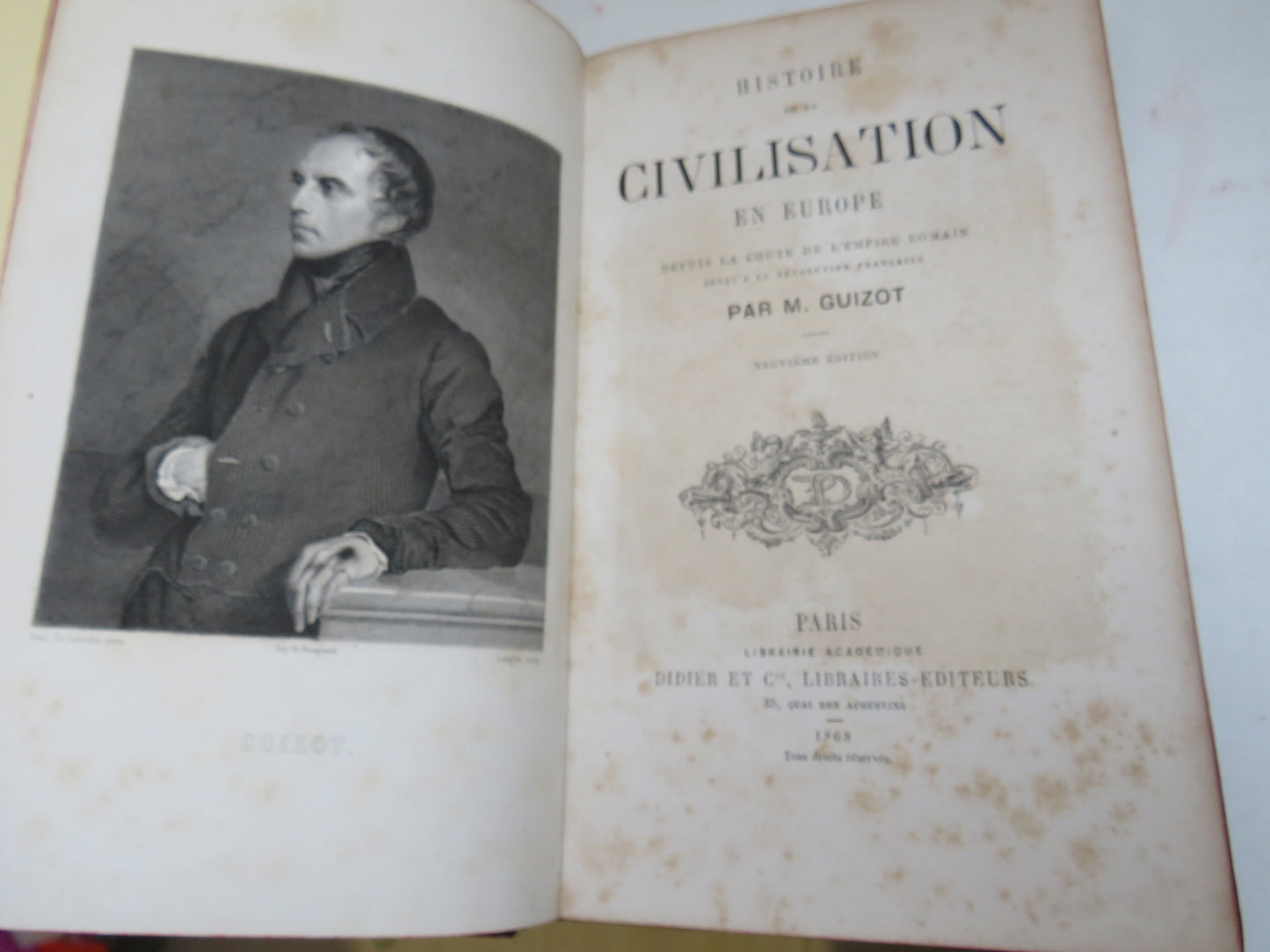 Historie De La Civilisation En Europe Par M. Guizot 1868 Antique French Book Nicely Bound