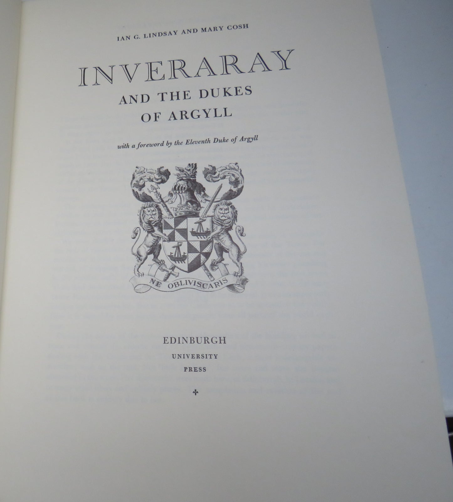 Inveraray and The Dukes of Argyll By Ian G. Lindsay and Mary Cosh 1973