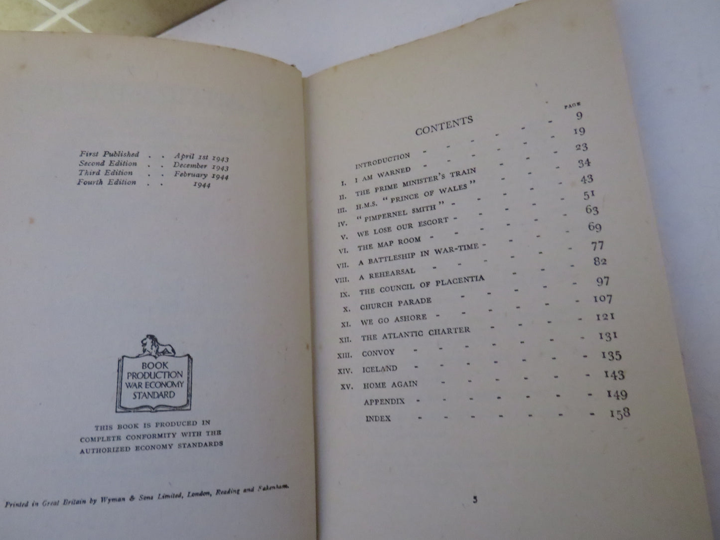 Atlantic Meeting An Account of Mr. Churchill's Voyage In H.M.S. Prince of Wales In August 1941 and the Conference With President Roosevelt Which Resulted In The Atlantic Charter By H. V. Morton 1944